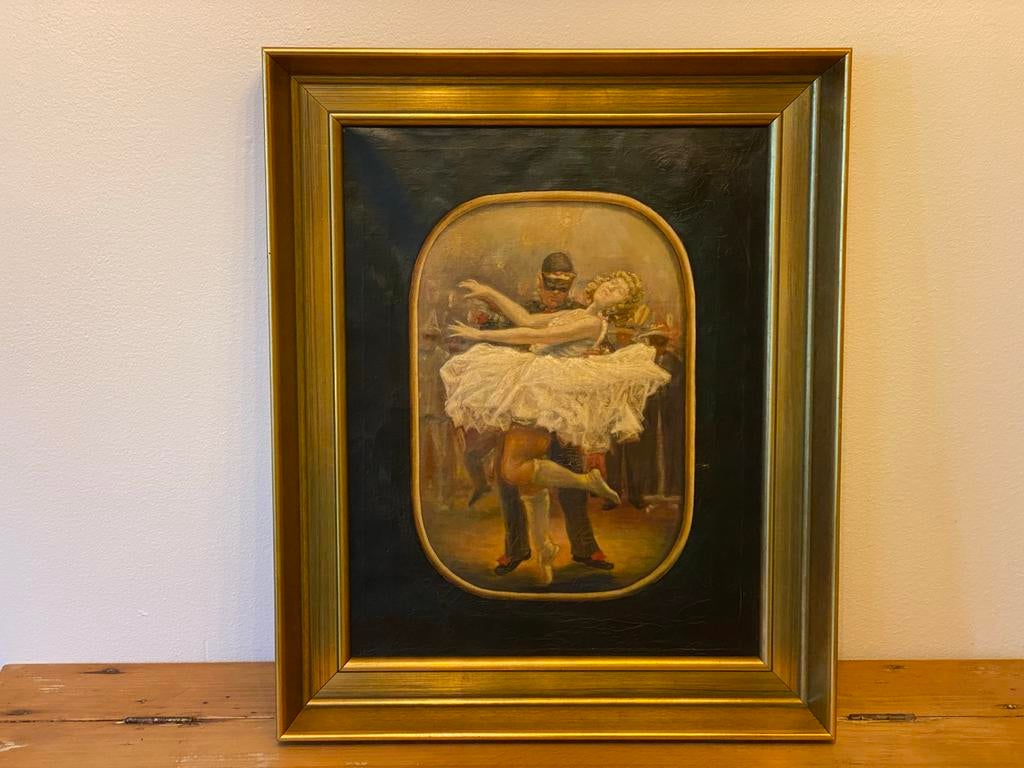 Bijzonder schilderij Gemaskerd Bal met Ballerina - DeClerq, Ophalen of Verzenden