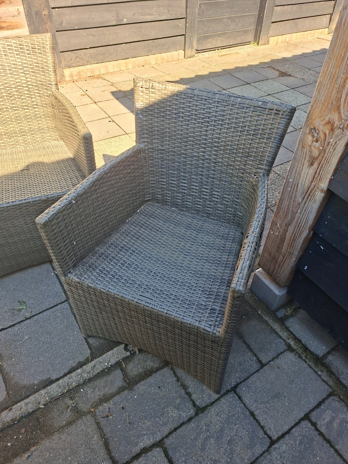 Comfortabele  Tuinstoel - Grijs, Ophalen of Verzenden, Gebruikt, Wicker