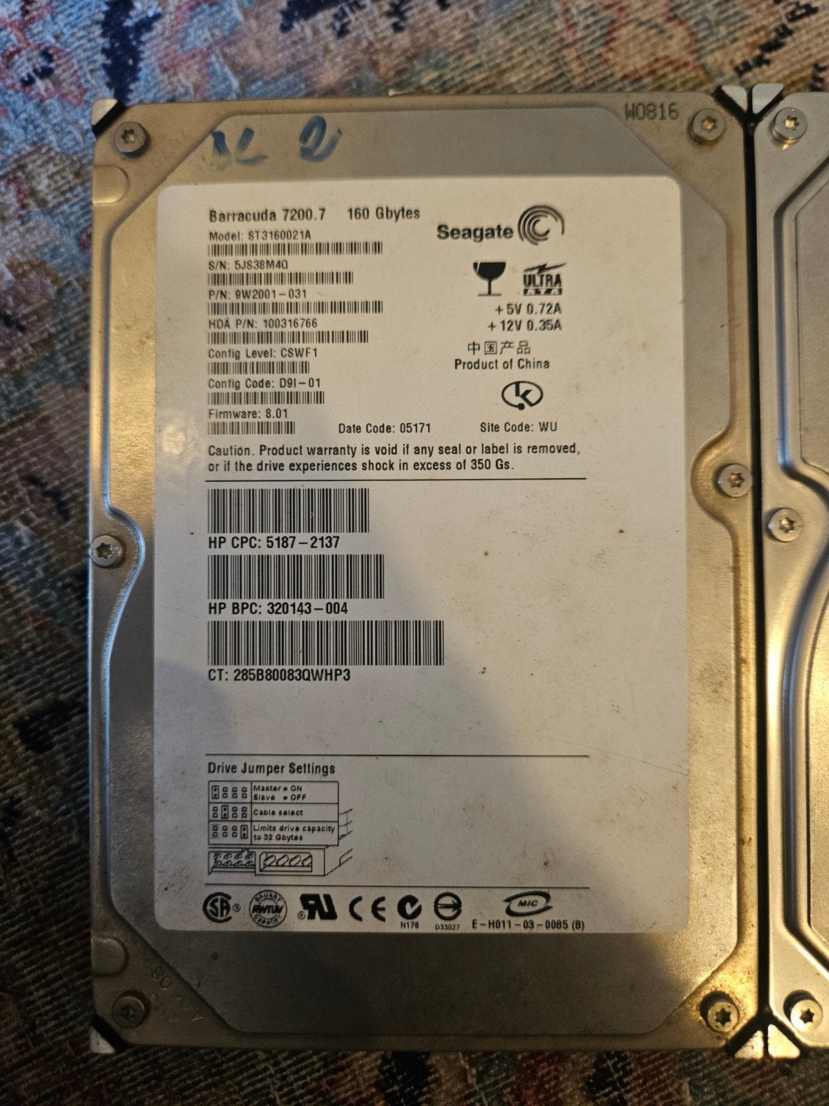 Seagate Barracuda 7200.7 160GB IDE HDD, Intern, Gebruikt, HDD, 160GB
