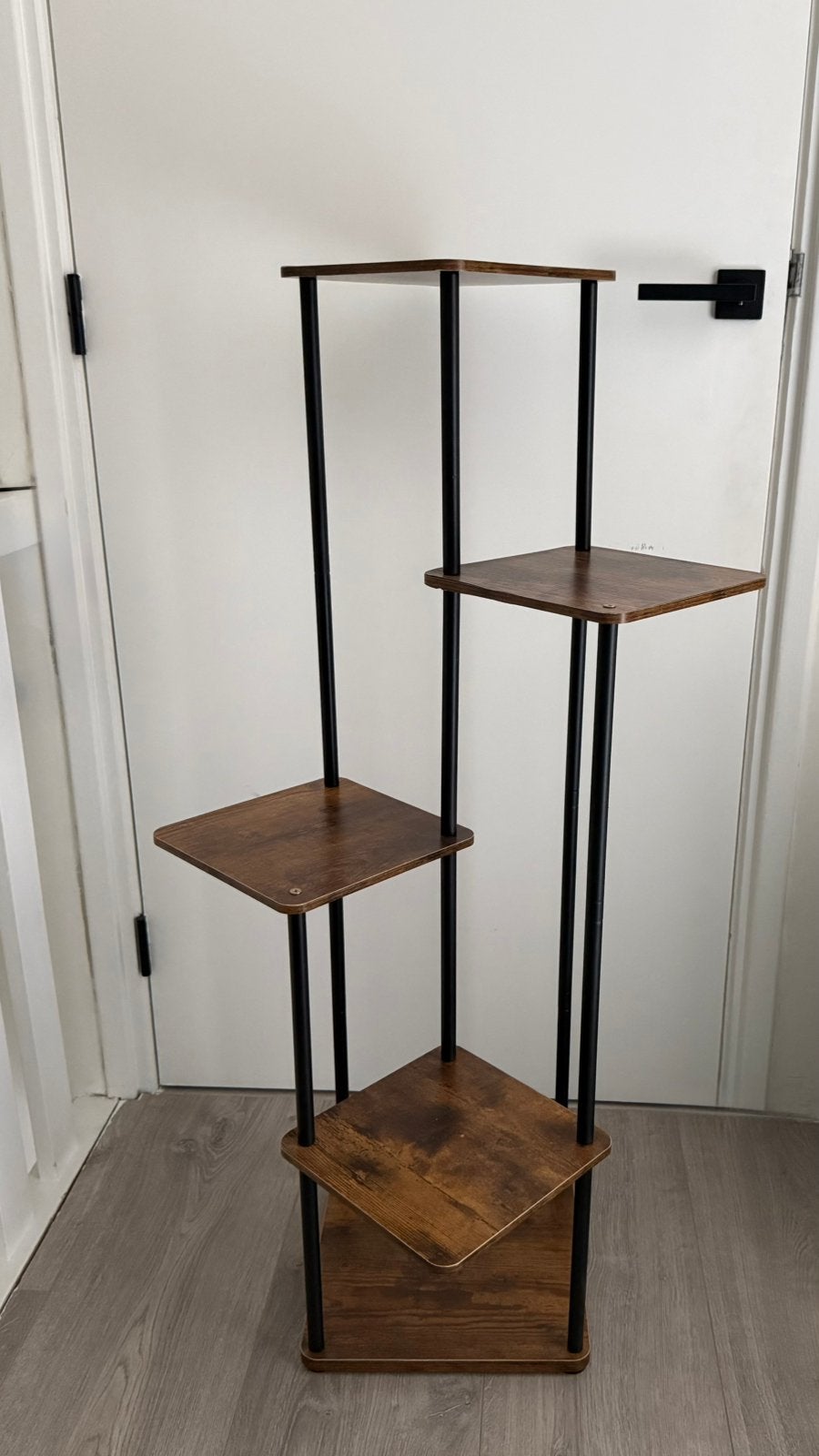 Plantenrek 5-laags | Zwart met houtlook | 106 cm hoog, Ophalen, Zo goed als nieuw