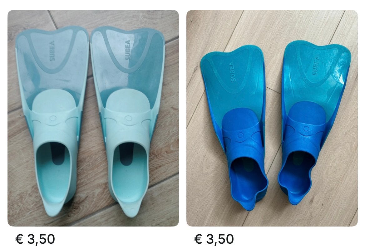 Subea flippers maat 30/31 & 34/35 blauw Decathlon, Gebruikt, Jongen of Meisje, One size, Ophalen of Verzenden