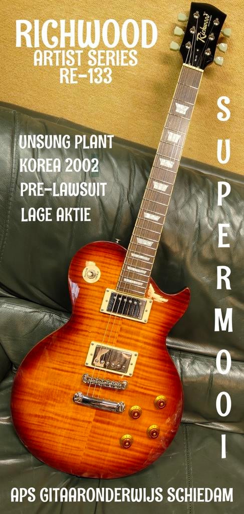NETTE RICHWOOD RE-133 LES PAUL UNSUNG KOREA 2002, Ophalen of Verzenden, Zo goed als nieuw, Solid body, Overige merken