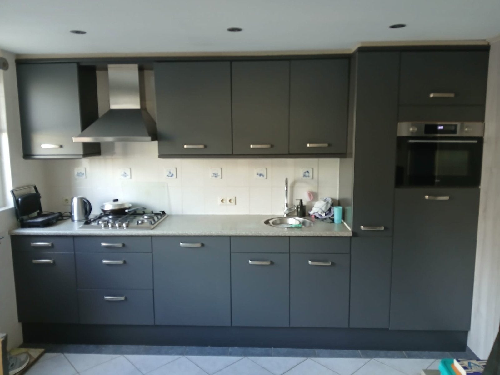 Complete gebruikte keuken met diverse inbouw apparatuur, Ophalen, Gebruikt, Overige kleuren, Enkelwandige keuken