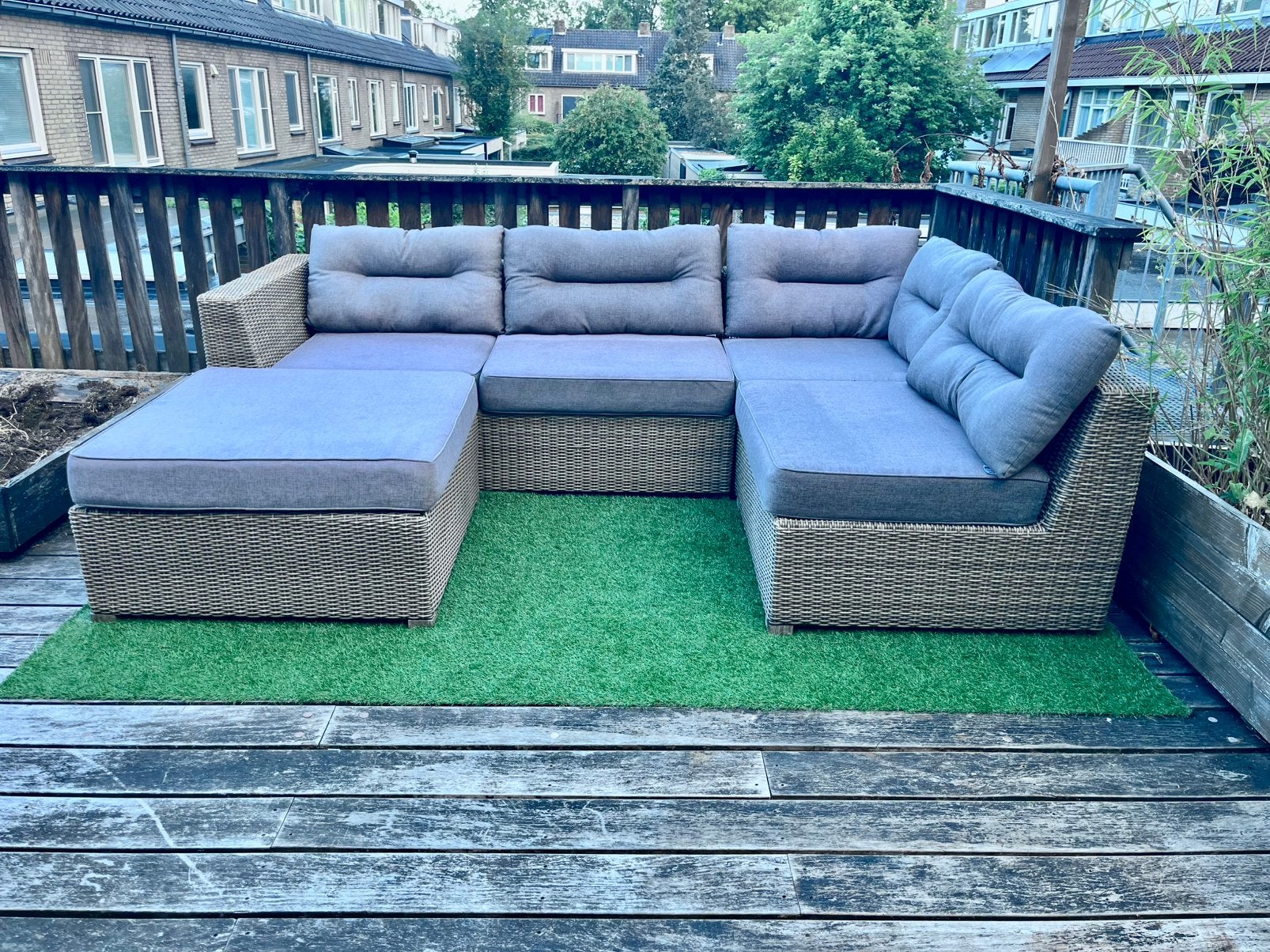 Luxe loungeset wicker incl. kussens, Ophalen, Gebruikt, 6 zitplaatsen, Loungeset