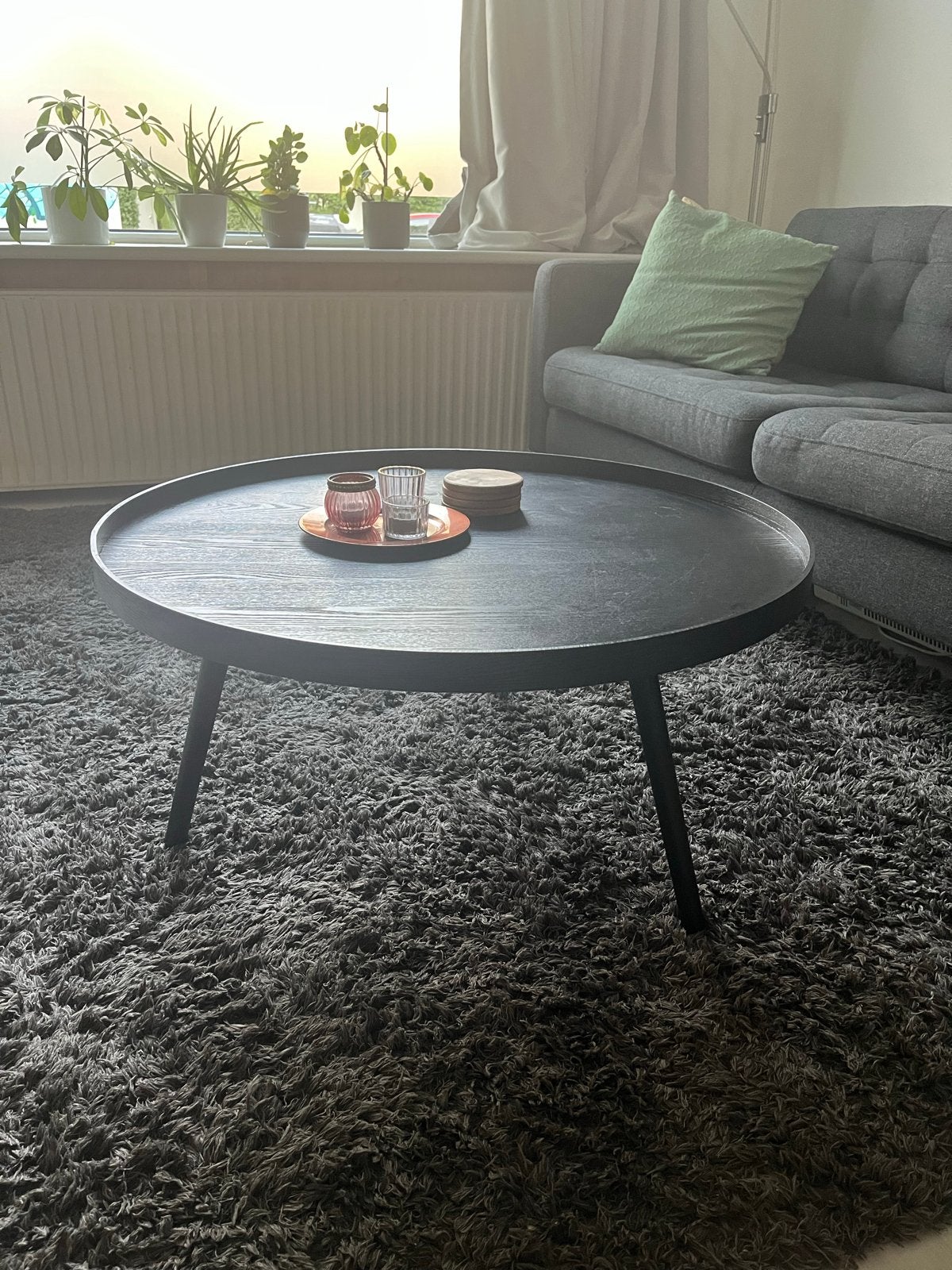 Moderne ronde salontafel - Zwart (78x35 cm), Huis en Inrichting, Tafels | Salontafels, Ophalen, Rond, 50 tot 100 cm, Zo goed als nieuw