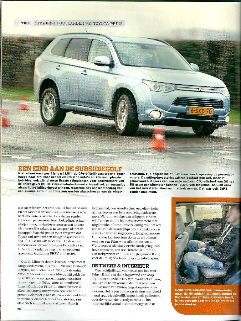 Autovisie dubbeltest Mitsubishi Outlander en Toyota Prius, Ophalen of Verzenden, Gelezen, Toyota