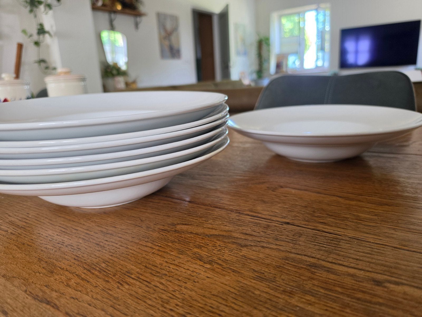 Set van 7 grote witte pastaborden, Ophalen, Gebruikt, Keramiek, Bord(en)