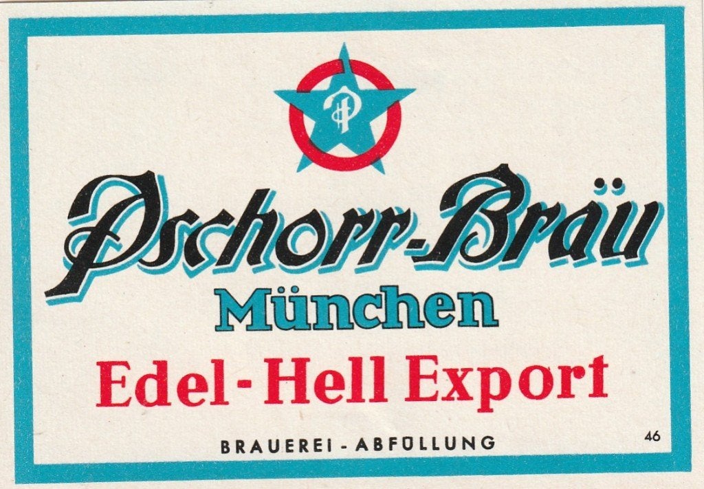 oud bieretiket Deutschland Pschorr-Bräu : Edel Hell Export, Verzenden, Gebruikt, Overige typen, Overige merken