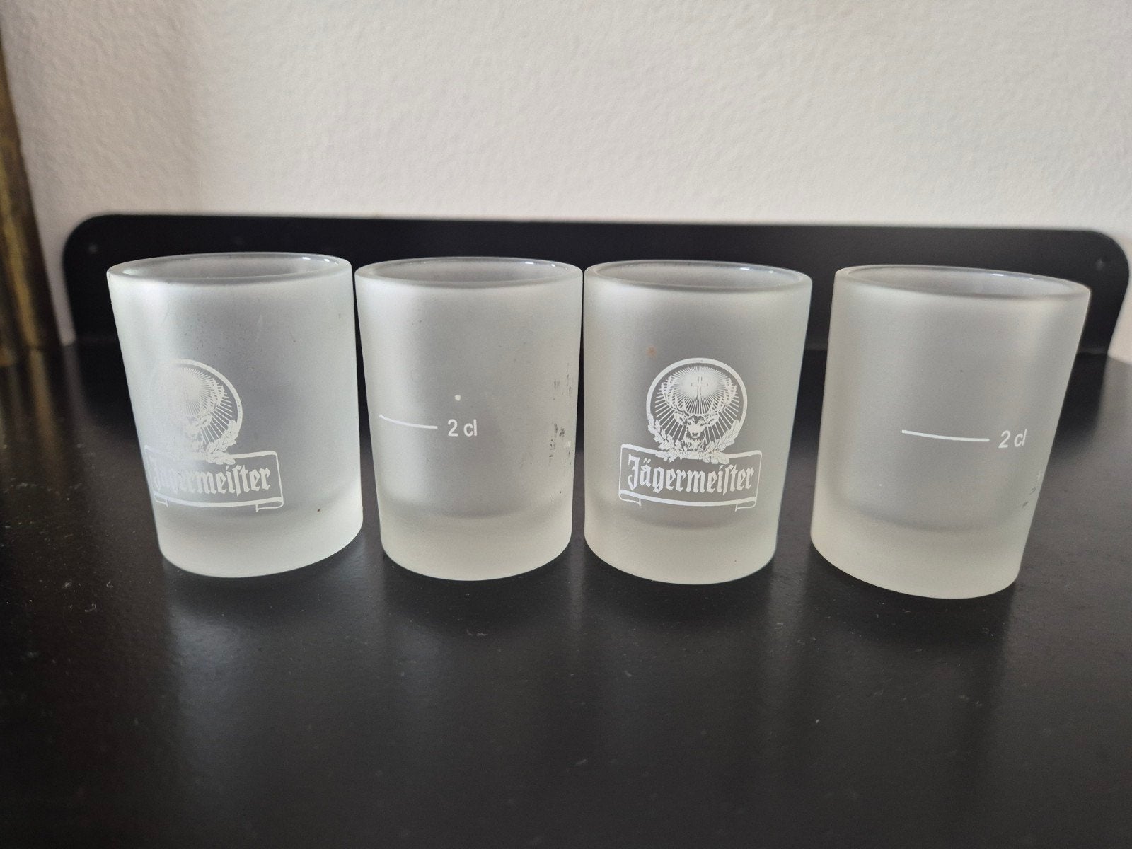 Jagermeister matte glaasjes, Ophalen of Verzenden, Borrel- of Shotglas