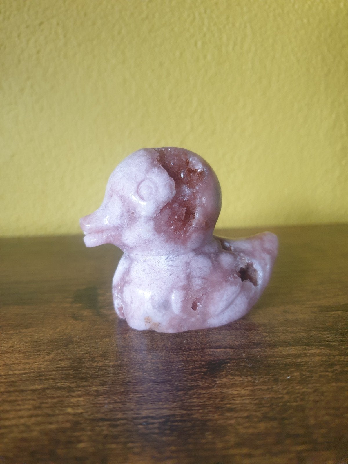 Eend chalcedoon / roze amethist, Verzamelen, Beelden en Beeldjes, Verzenden