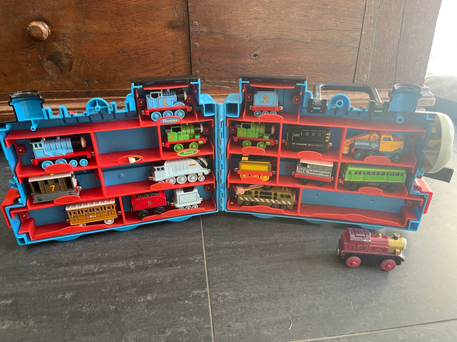 Thomas and Friends Take Along set 2002 met koffer, Ophalen of Verzenden, Gebruikt