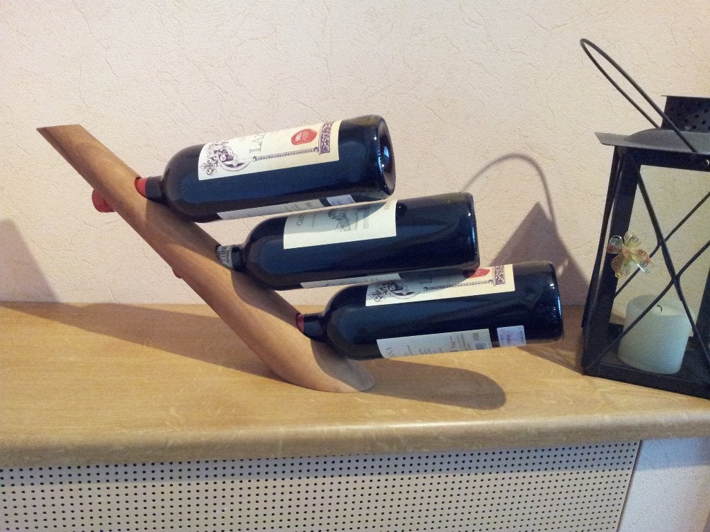 Wijnrek voor 3 flessen wijn van hout, zonder flessen, Ophalen of Verzenden, Zo goed als nieuw, Minder dan 5 flessen, 5 – 50