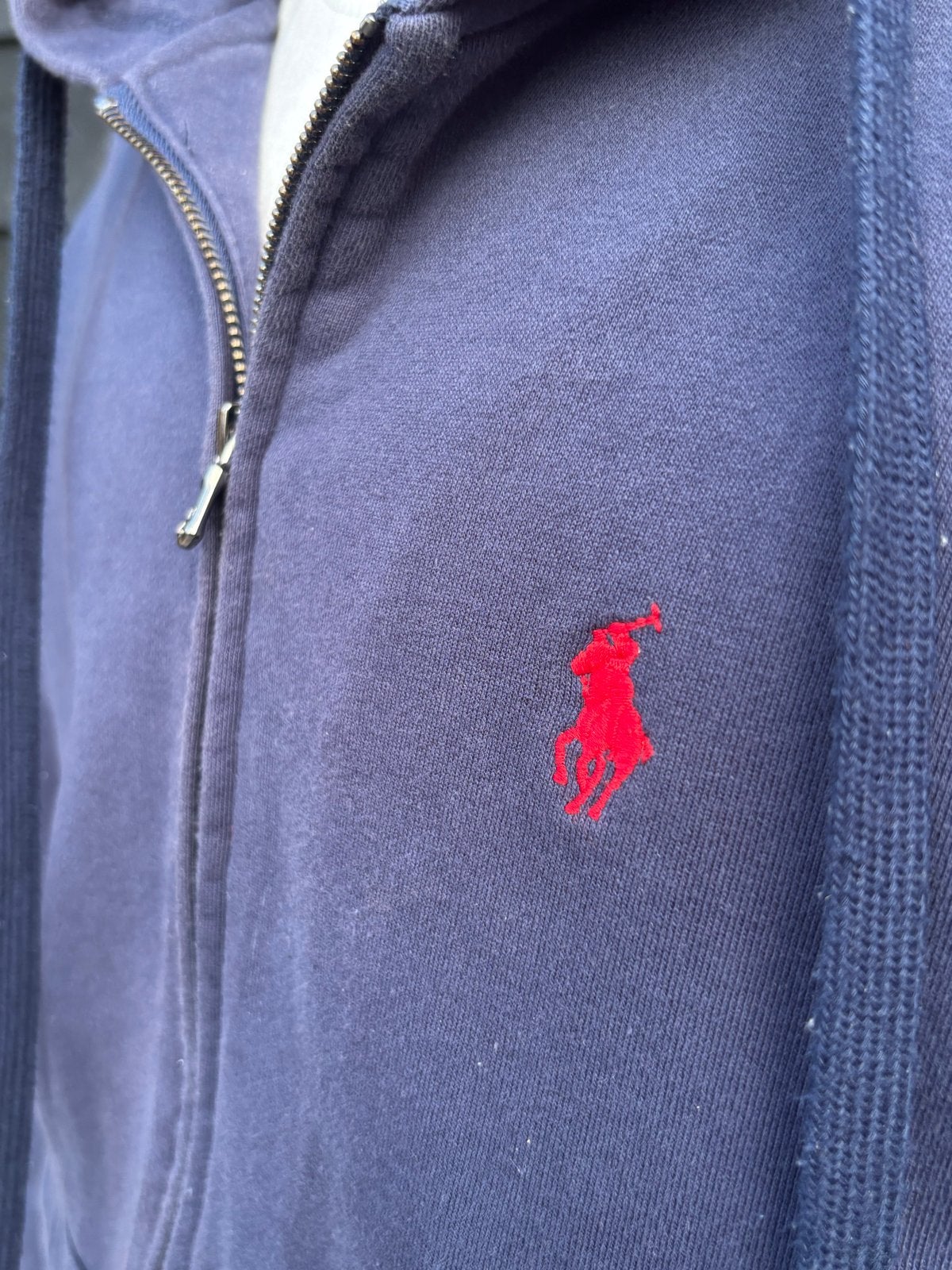 Ralph Lauren Hoodie - Donkerblauw met rits, Ophalen of Verzenden, Zo goed als nieuw, Maat 52/54 (L), Blauw