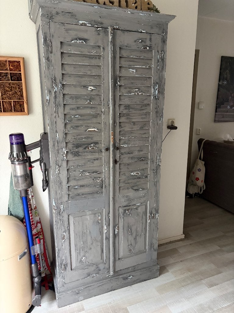 Mooie landelijke shutterkast, Huis en Inrichting, Kasten | Buffetkasten, Ophalen, 200 cm of meer, 50 tot 100 cm, 25 tot 50 cm