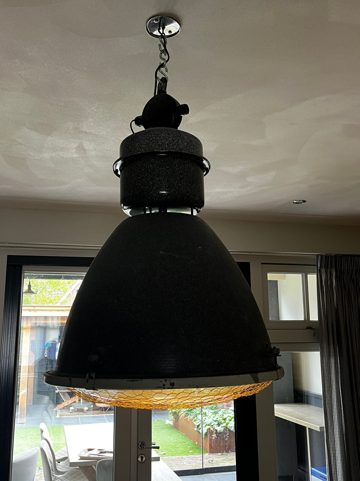 Vintage fabriekslamp, Huis en Inrichting, Ophalen, Gebruikt