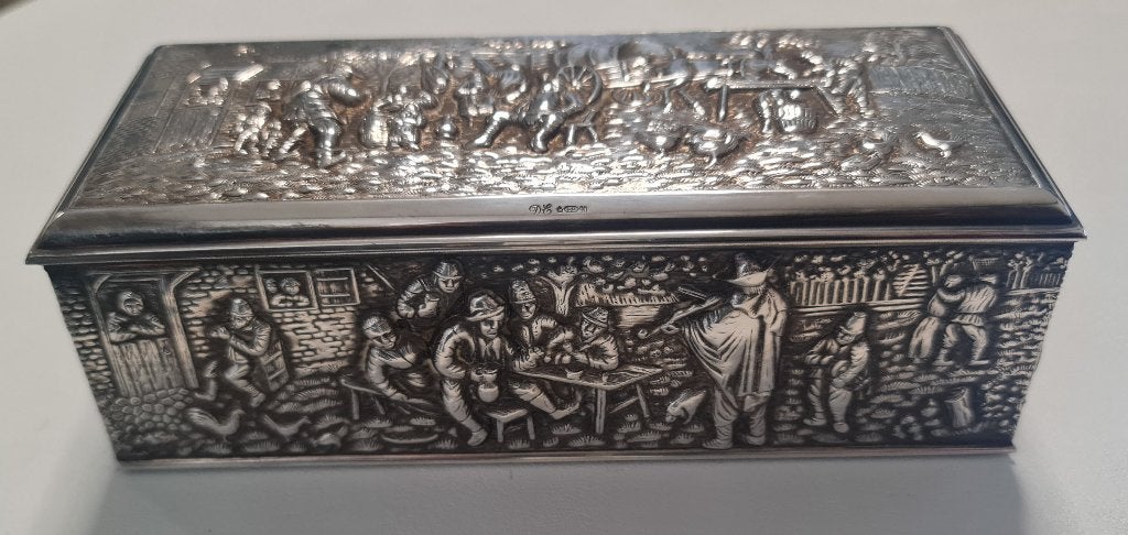 Vintage verzilverd Douwe Egberts lepeldoosjr ( Hooijkaas), Ophalen of Verzenden