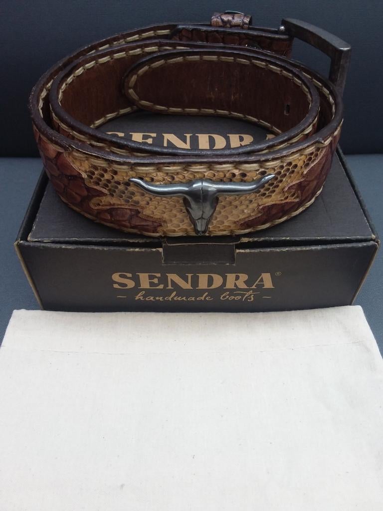 Leren Sendra riem maat 80 bruin met stierenkop, Sendra, 80 tot 90 cm, Echt leder, Ophalen of Verzenden