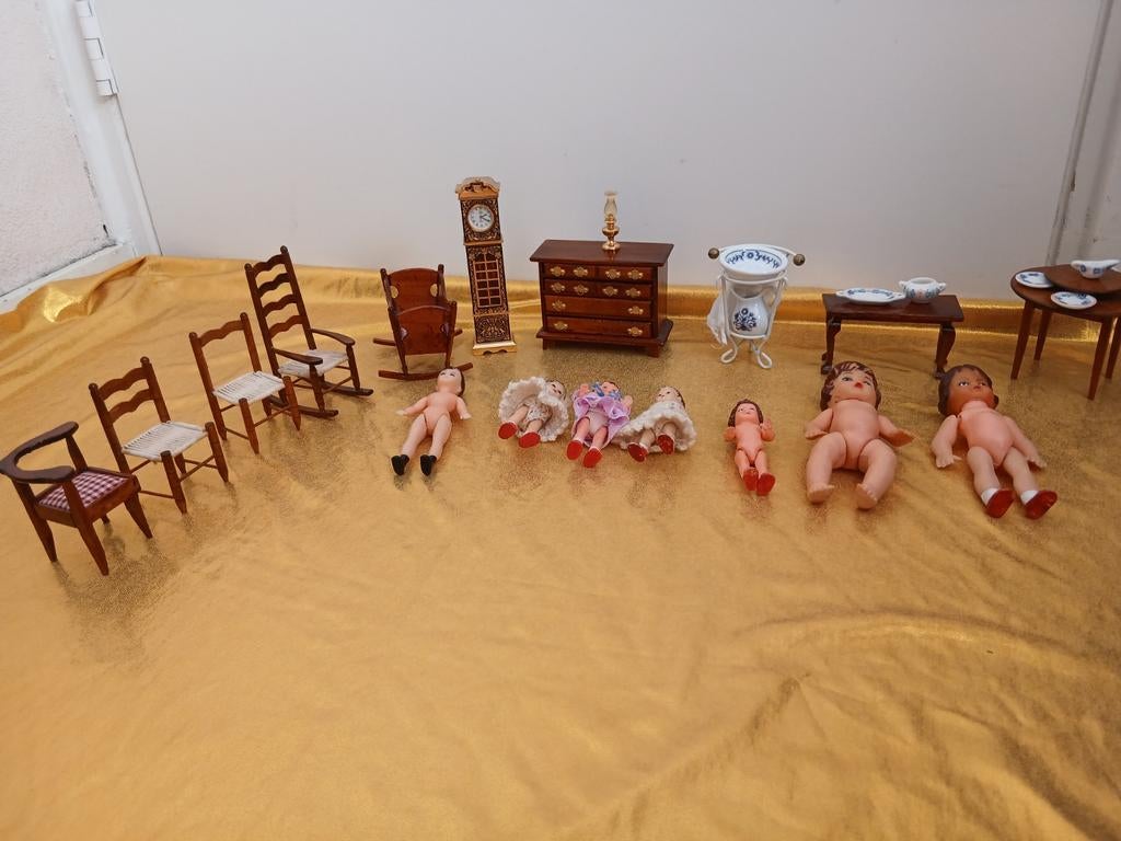 Poppenhuis meubeltjes vintage, Ophalen of Verzenden, Gebruikt, Poppenhuis