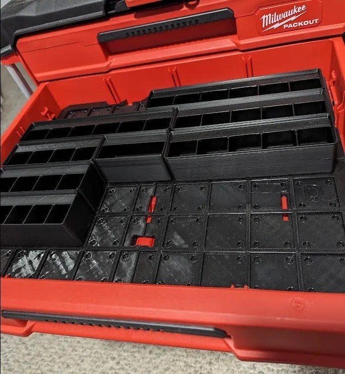 Milwaukee Packout 4 laden gridfinity bakjes in 3D geprint, Ophalen of Verzenden