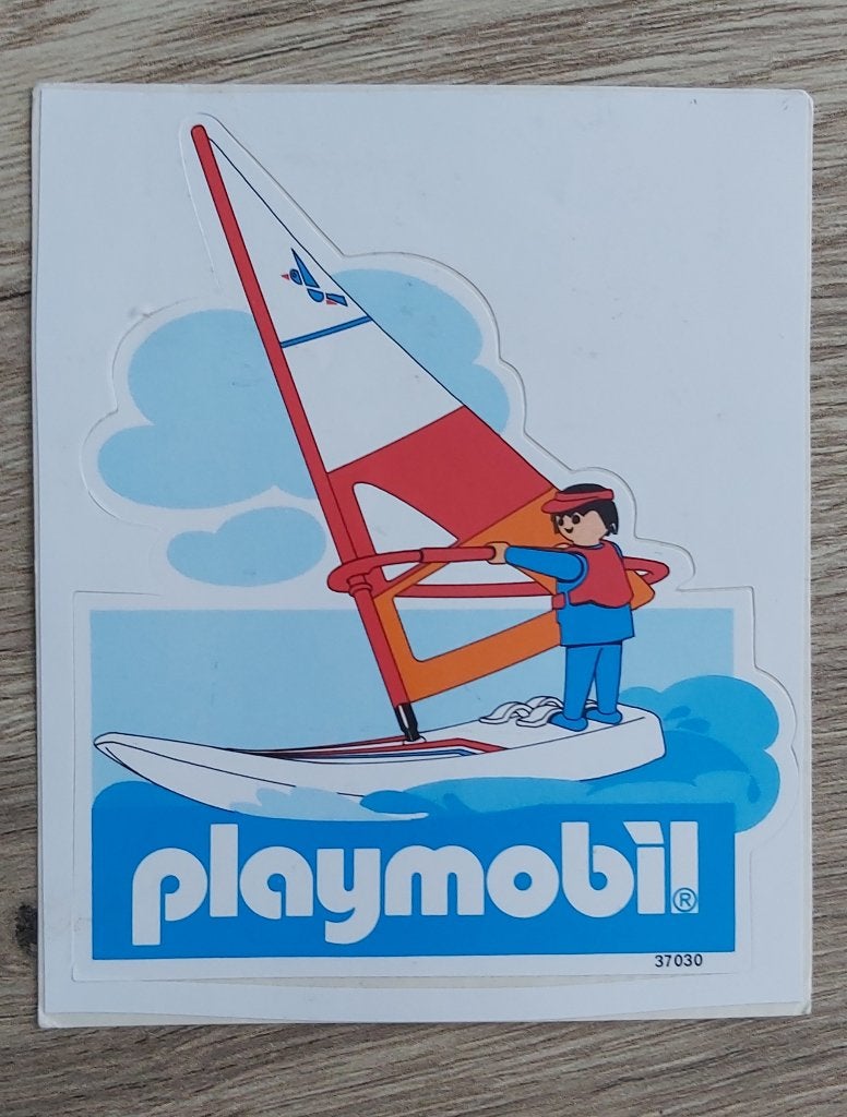 Vintage Sticker PLAYMOBIL Windsurfer., Ophalen of Verzenden, Zo goed als nieuw, Merk