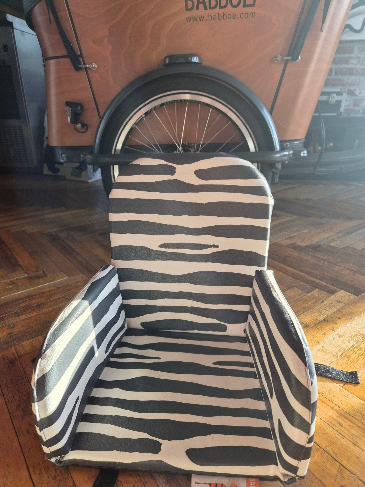 Babboe peuter/kleuterzitje zebraprint 2 stuks, Achterzitje, Ophalen of Verzenden, 9 t/m 36 kg, Gebruikt