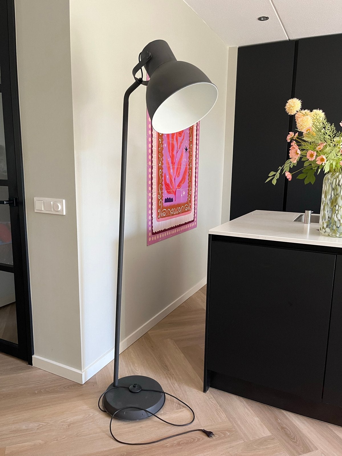 IKEA skurup Staande Lamp - Donkergrijs/Antraciet, Ophalen, E27 (groot), Zo goed als nieuw, Metaal