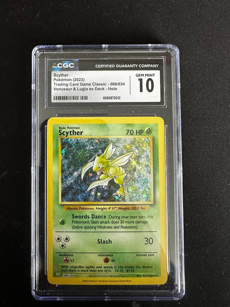 Scyther 006/034 - Venusaur & Lugia ex Deck - CGC 10, Ophalen of Verzenden, Zo goed als nieuw