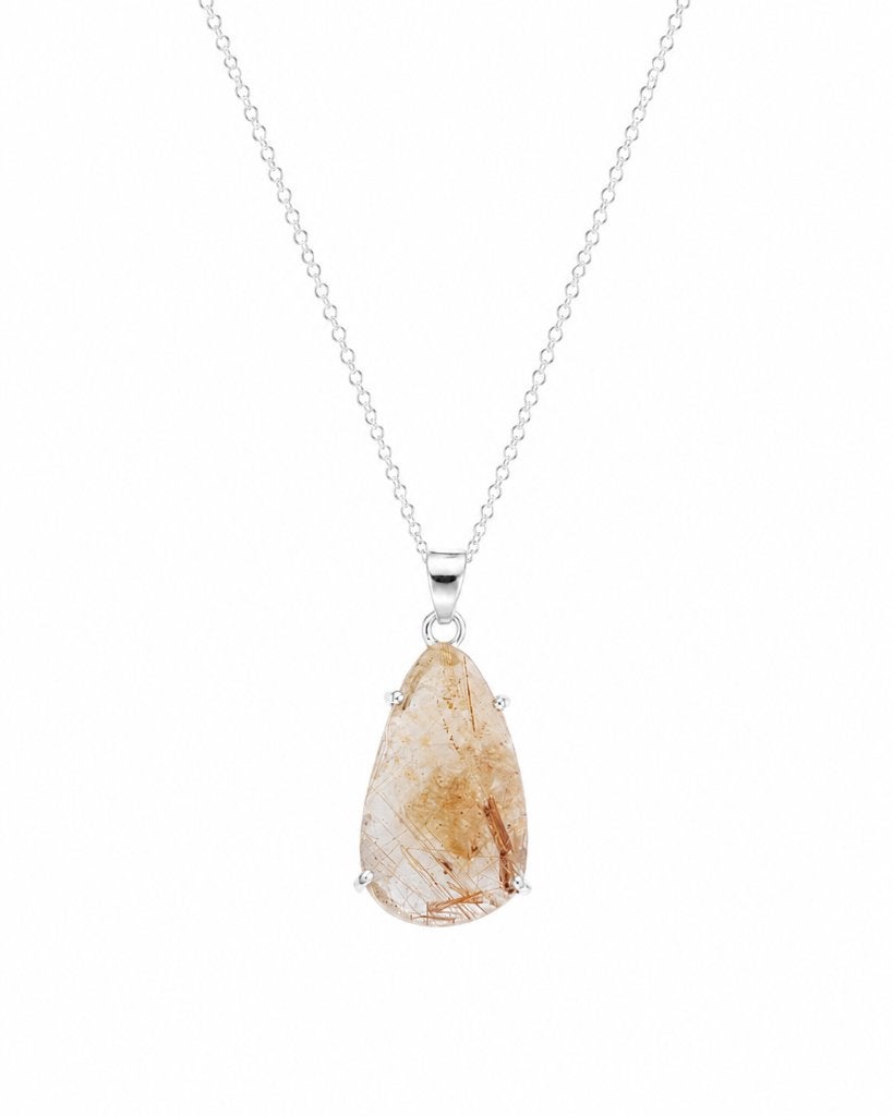 Goud Rutielkwarts Ketting Elektra  - Echt Zilver, Info@sacredstones.nl, Verzenden, Nieuw, Met edelsteen