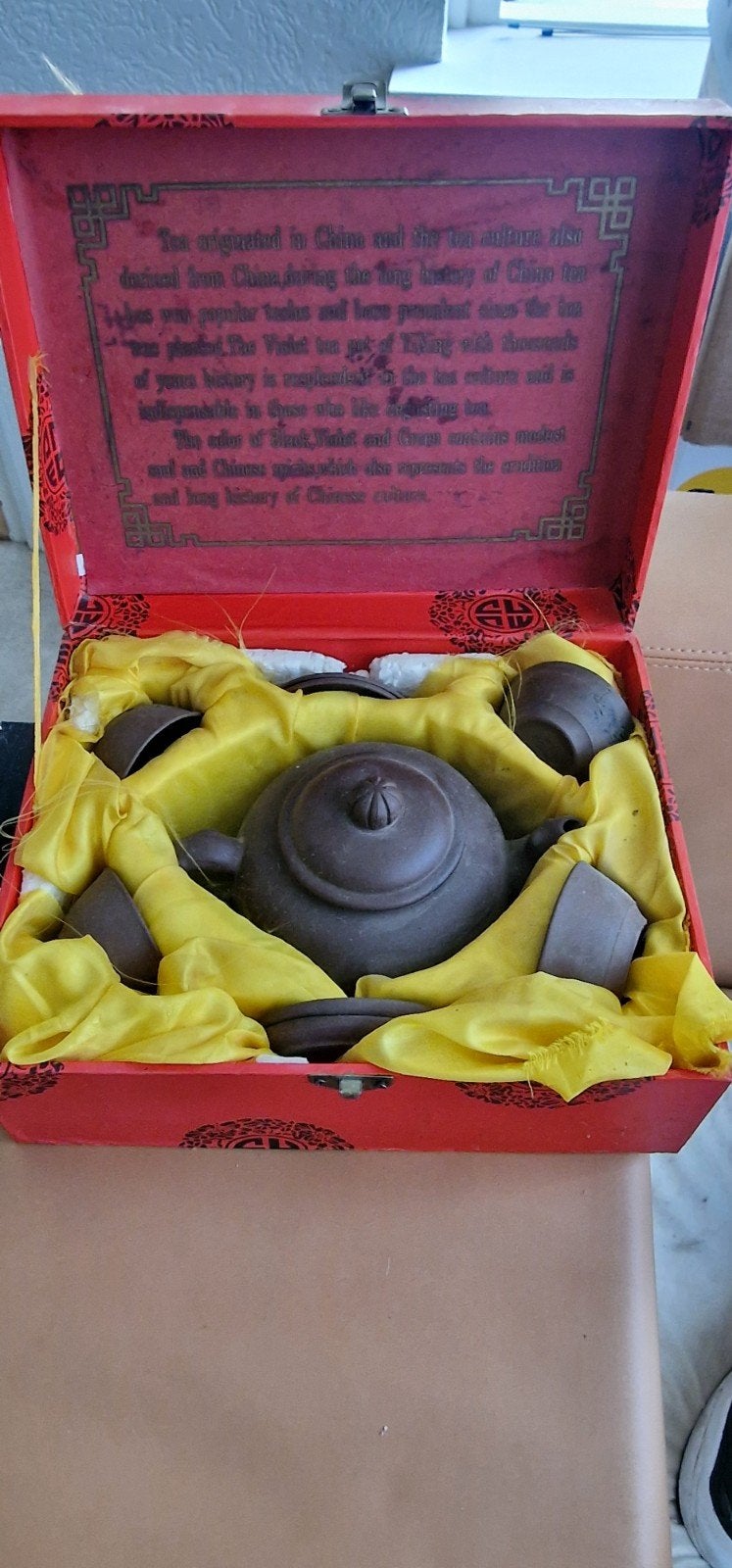 Oud Chinees theeservies met pot, 4 kopjes en schotels, Antiek en Kunst, Ophalen