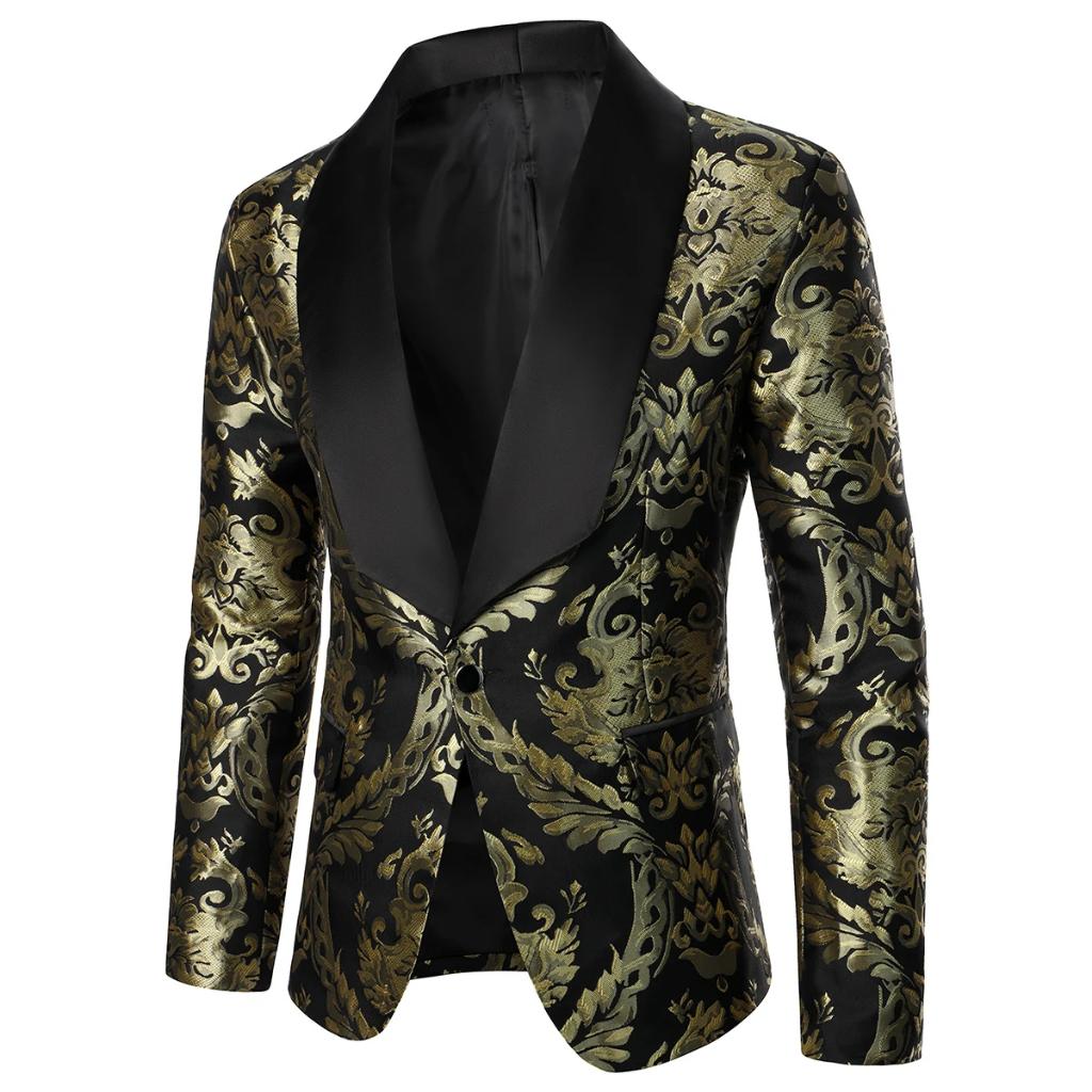 Heren zwart goud colbert zwarte gouden blazer jasje barok, Kleding | Heren, Verzenden, Nieuw, Overige maten, Zwart