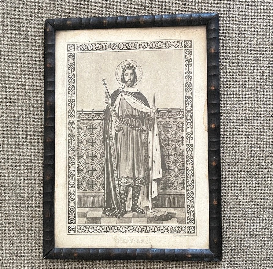 Antieke prent van een koning, Verzamelen, Ophalen of Verzenden, Voor 1940, Gebruikt