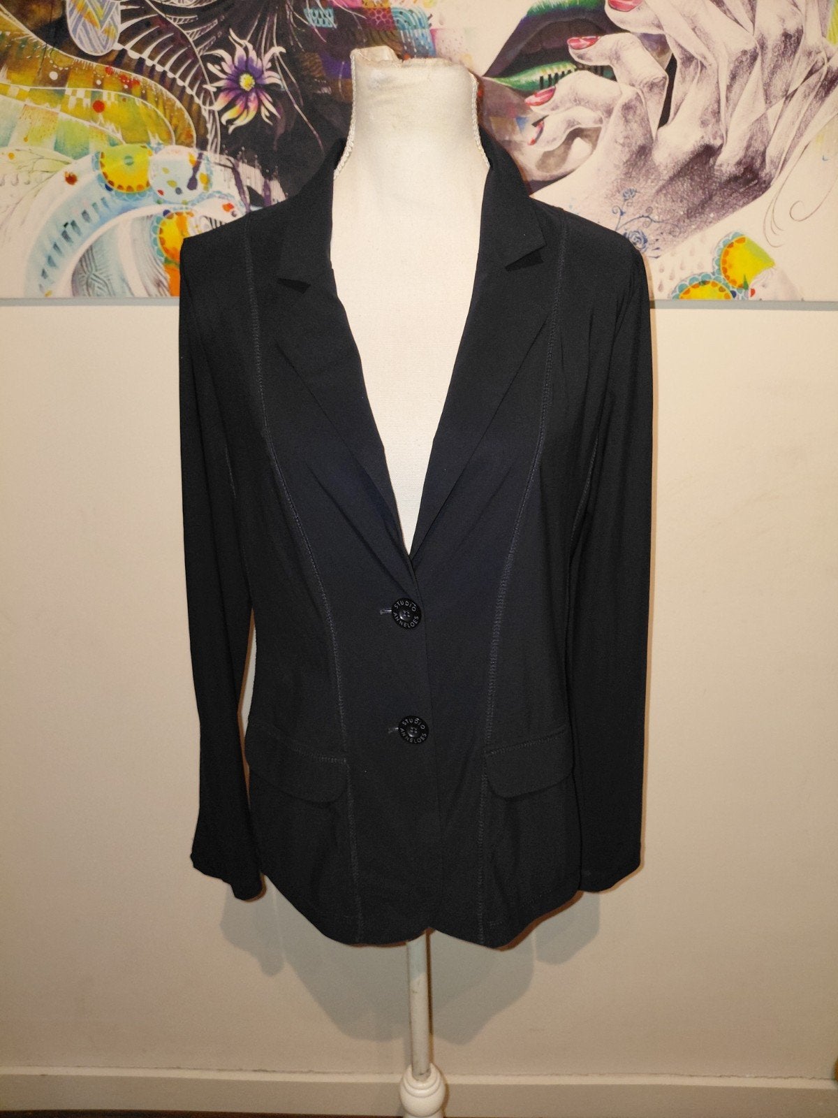 Studio Anneloes travelstof blazer XL, Kleding | Dames, Studio Anneloes, Blauw, Maat 46/48 (XL) of groter, Ophalen of Verzenden