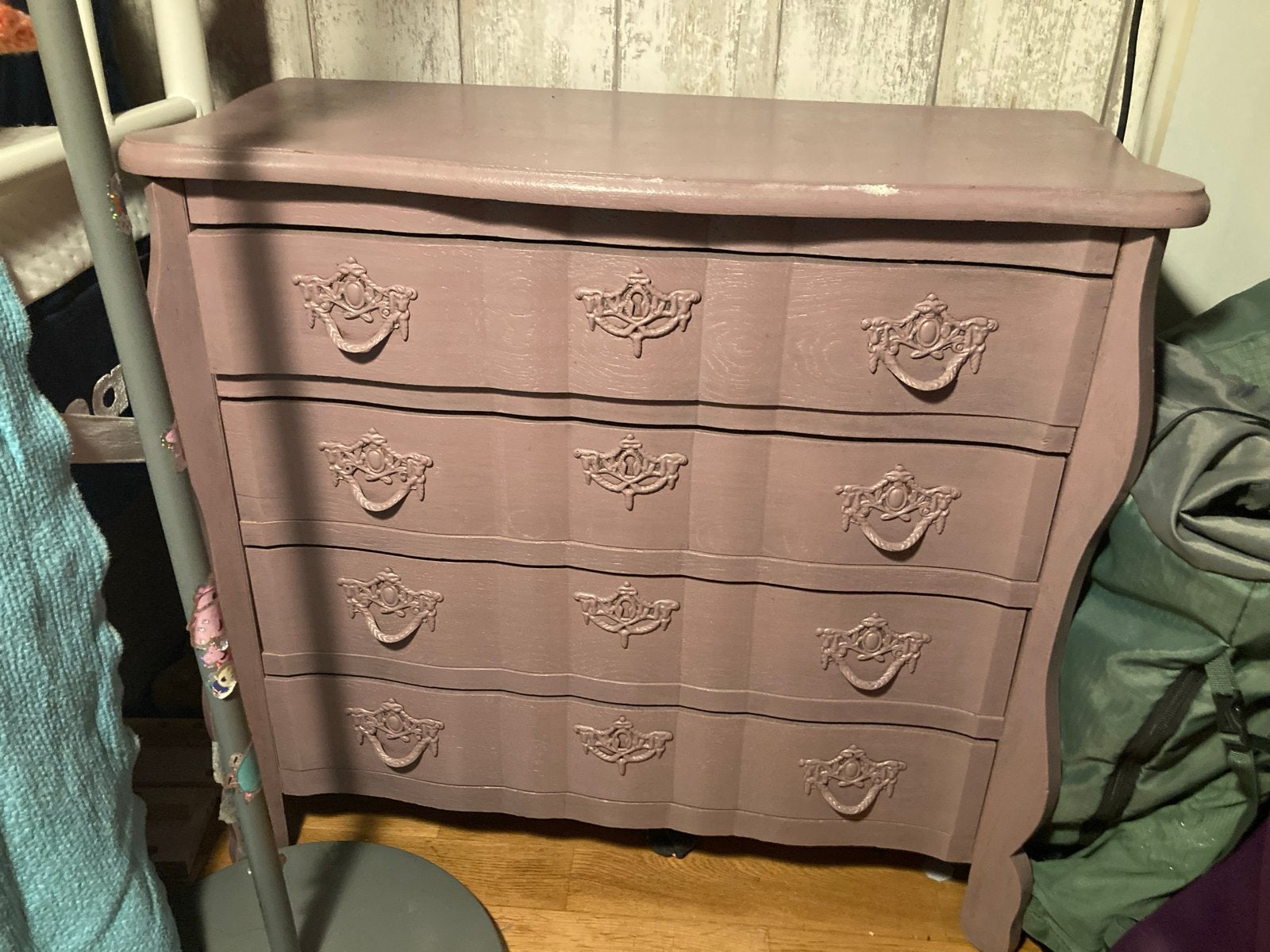 Decoratief lila buikkastje, Huis en Inrichting, Kasten | Ladekasten, Gebruikt, 3 of 4 laden, Minder dan 100 cm, 25 tot 50 cm