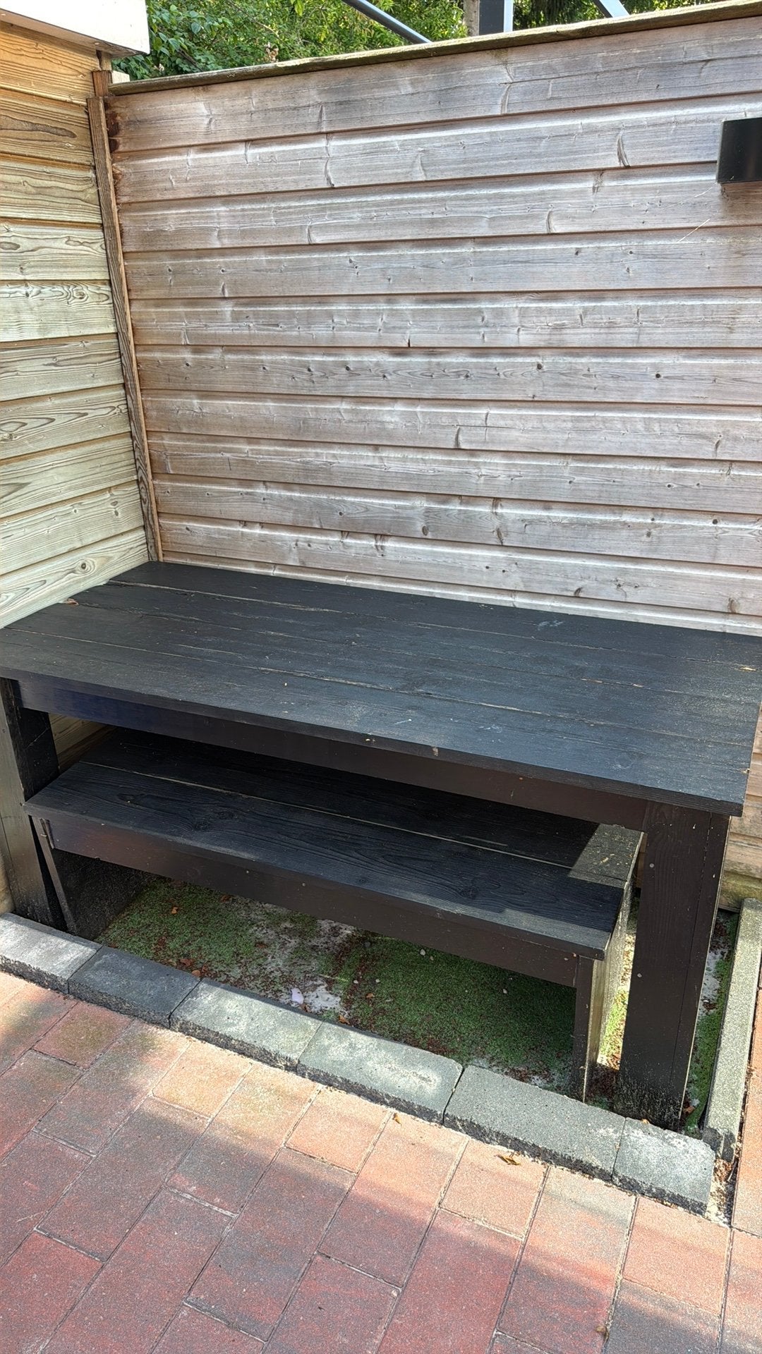 Tuintafel met 2 bankjes, Ophalen of Verzenden, Zo goed als nieuw, Hout