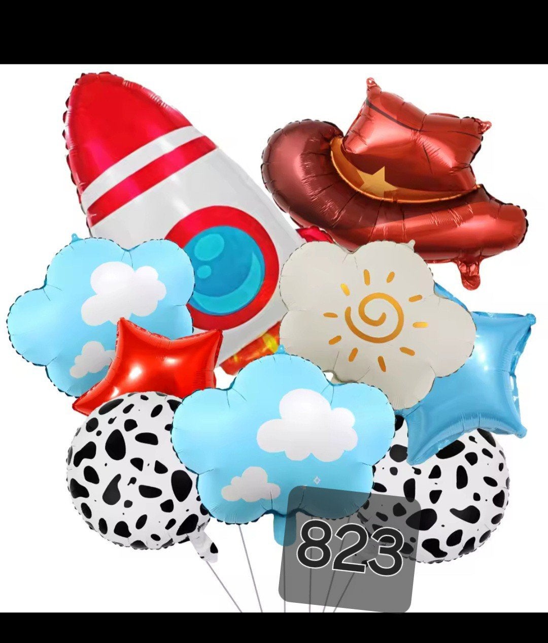 Feestelijke Ballonnen Set: Raket, Cowboyhoed, Wolken & Meer, Ophalen, Nieuw, Versiering, Verjaardag