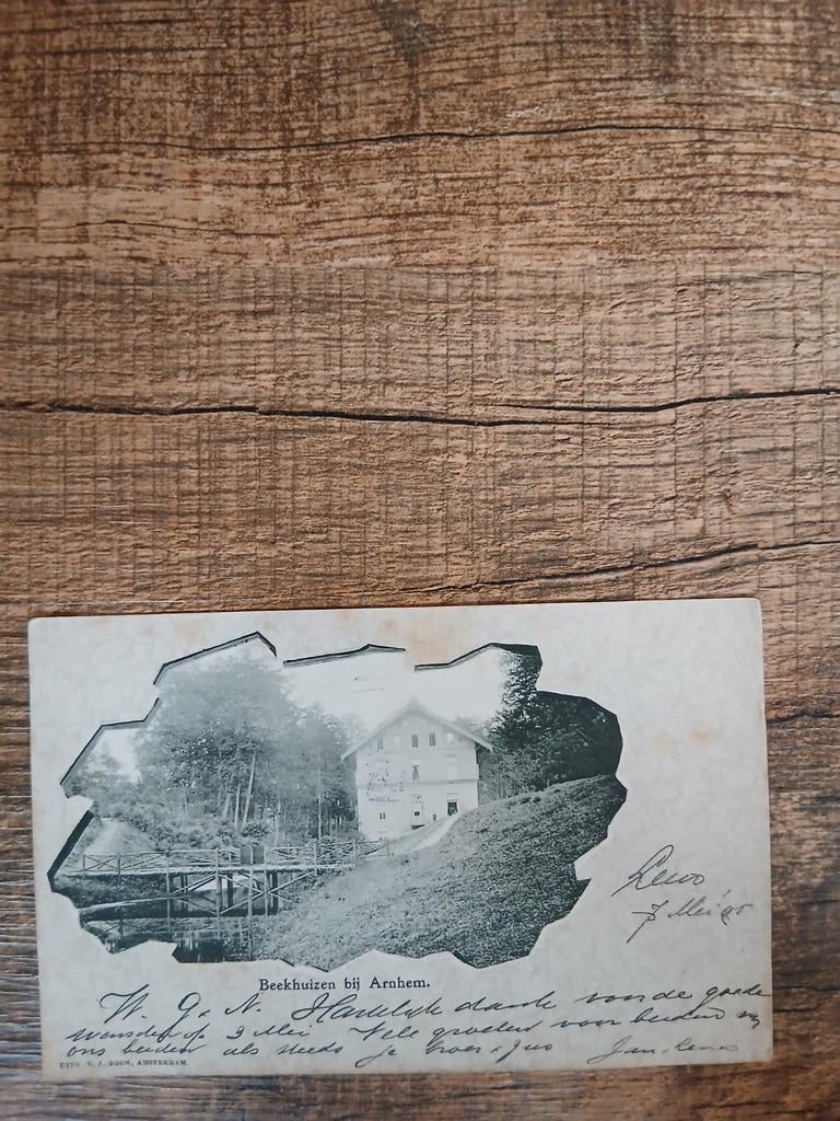 Oude Ansichtkaart Beekhuizen bij Arnhem Gelopen 1906, Ophalen of Verzenden, Voor 1920, Gelopen, Gelderland