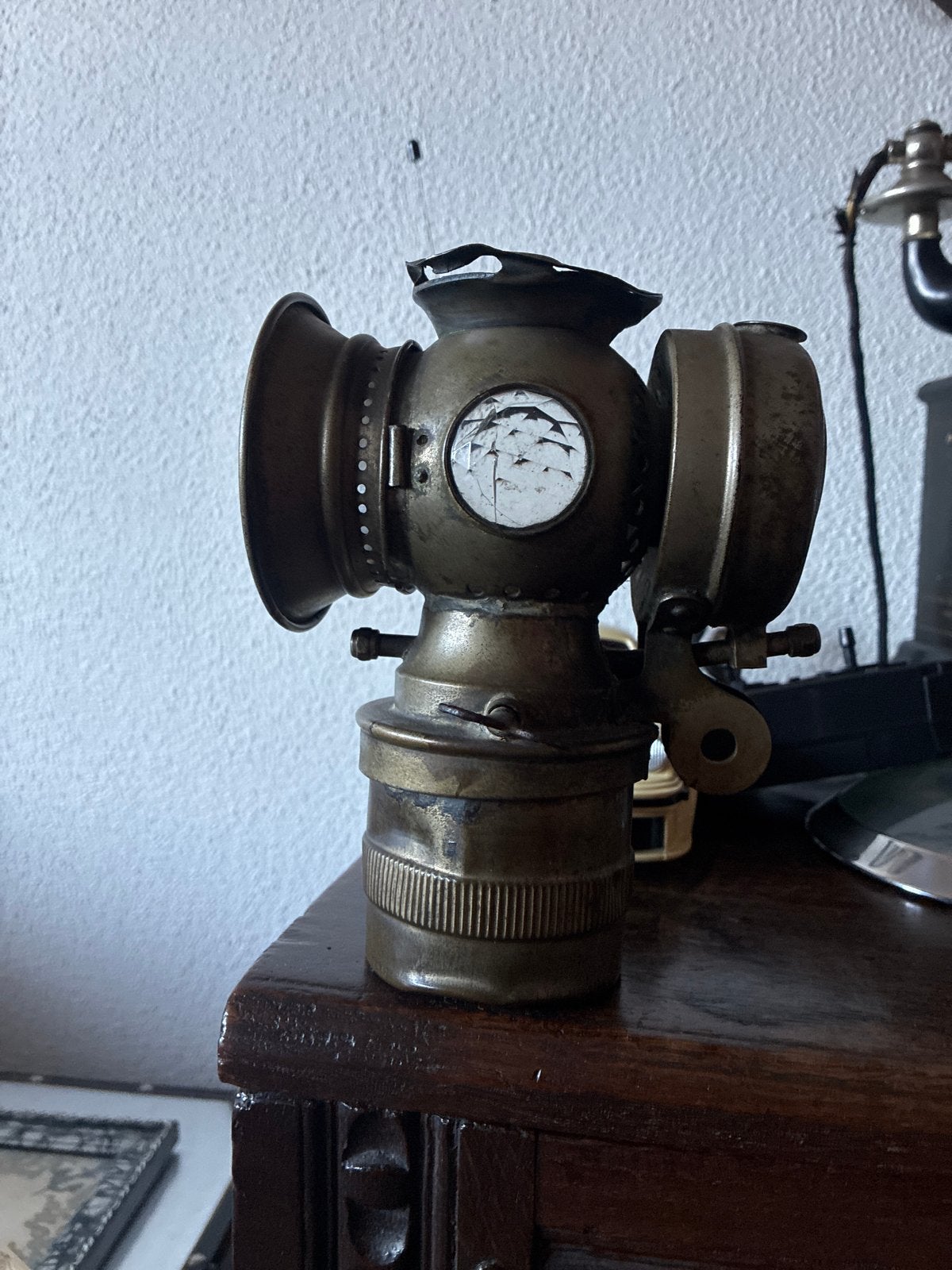 Antieke koperen fietslamp - Vintage accessoire, Ophalen