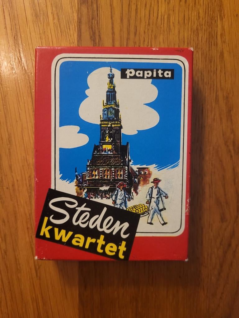 Vintage Papita Steden Kwartetspel - Compleet, Vijf spelers of meer, Ophalen of Verzenden, Gebruikt, Papita
