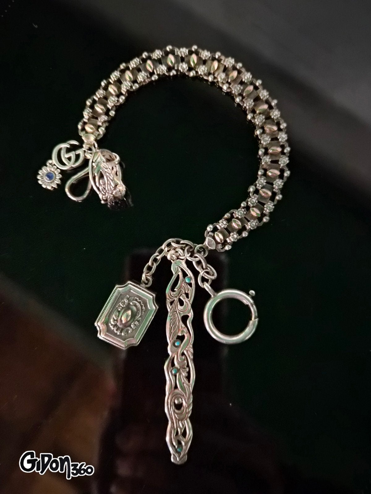Antique Edwardian, Victorian, Silver,Gold plated chain, Verzenden, Zilver