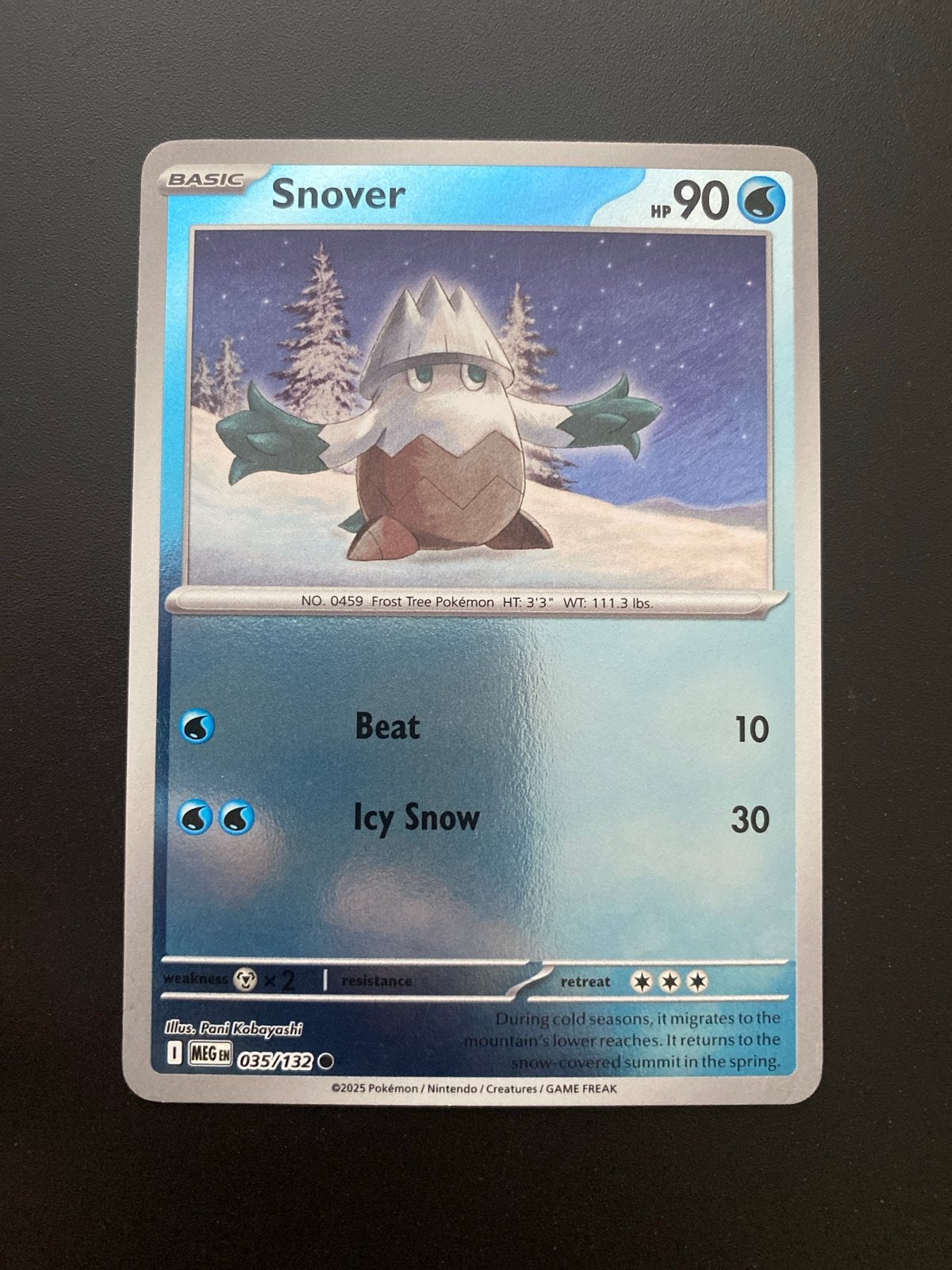 Snover 035/132 Reverse Holo Mega Evolution, Hobby en Vrije tijd, Verzamelkaartspellen | Pokémon, Zo goed als nieuw, Losse kaart