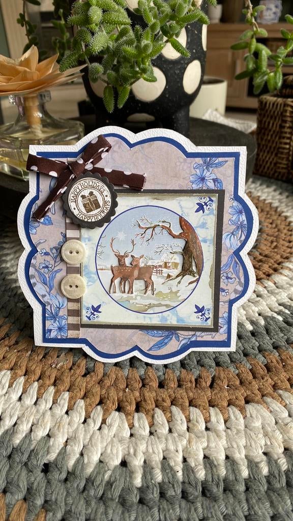 Zelfgemaakte kerstkaart met enveloppe, Ophalen of Verzenden, Nieuw, Kerst