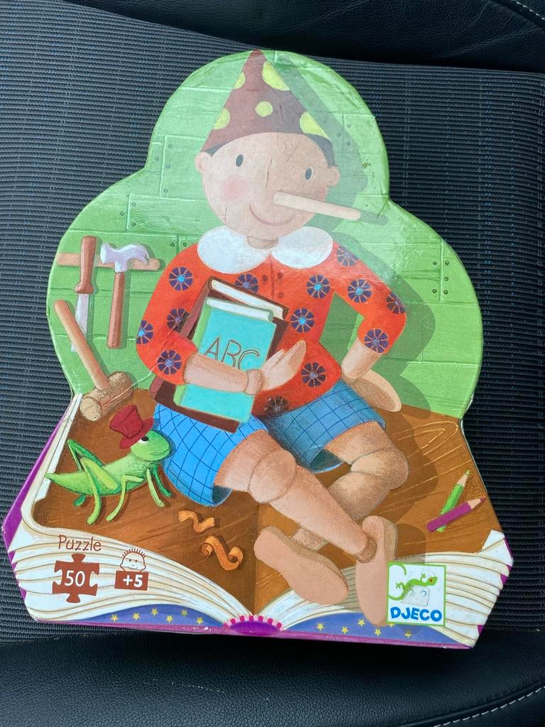 Djeco Pinokkio Puzzel - Leerzaam en Leuk! Vanaf 4-5 j, 2 tot 4 jaar, Zo goed als nieuw, Van hout, Meer dan 50 stukjes