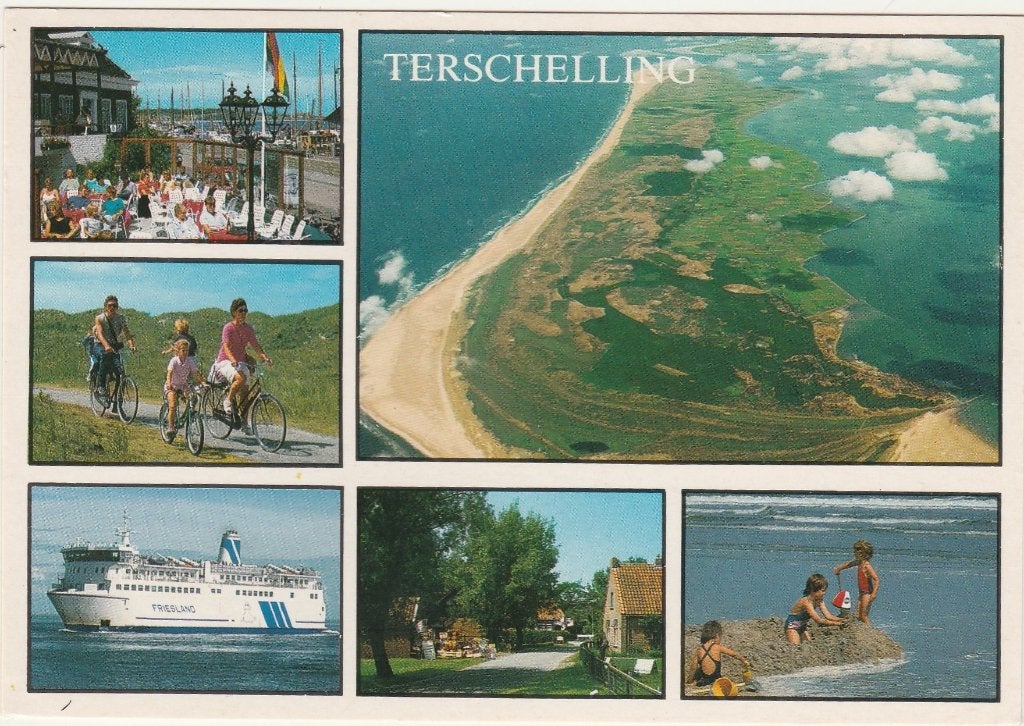 TERSCHELLING Terras Fietspad Veerboot Luchtfoto, Verzenden, 1980 tot heden, Gelopen, Waddeneilanden