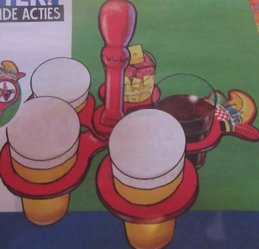 Bierdrager voor 5 glazen - carnaval, Ophalen of Verzenden, Zo goed als nieuw, Feestartikel, Carnaval