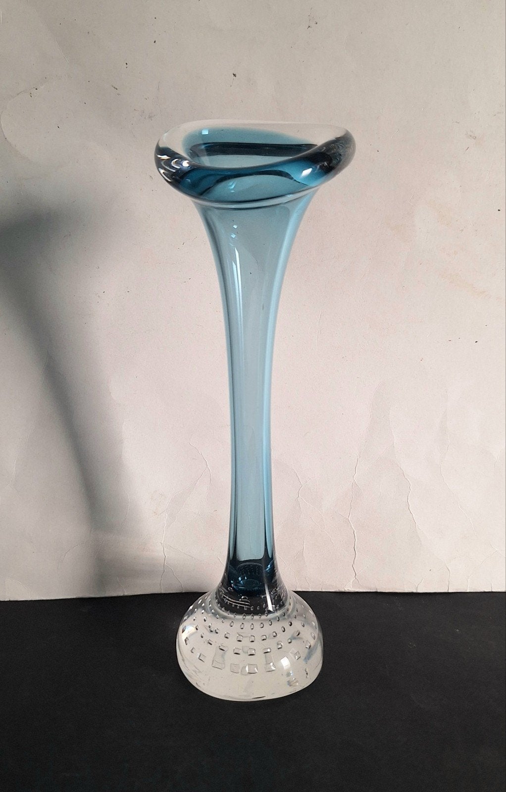 Aseda Sweden. Bo Borgstrom blauw vintage Solifleur vaasje., Ophalen of Verzenden, Blauw, Glas