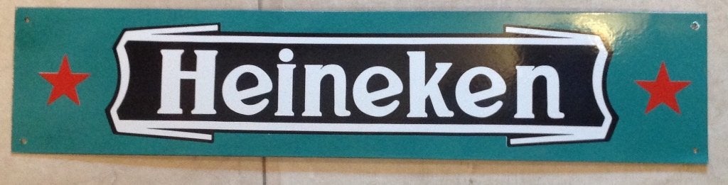 Emaille bord Heineken nieuw 71cm bij 15,5 cm hoog., Verzamelen, Ophalen of Verzenden, Nieuw, Reclamebord
