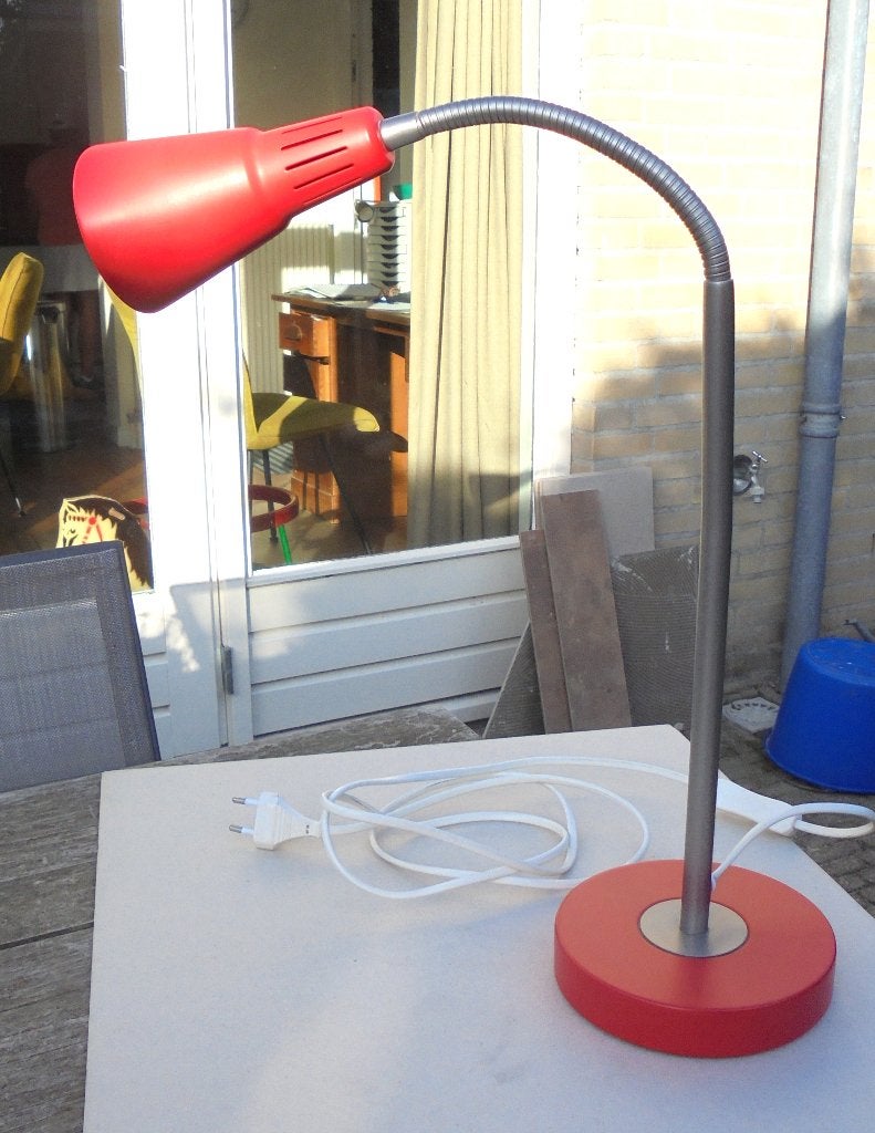 IKEA KVART Rode Vintage Bureaulamp - Marianne & Knut Hagberg, Bureaulamp, Gebruikt, Vintage, 43 cm