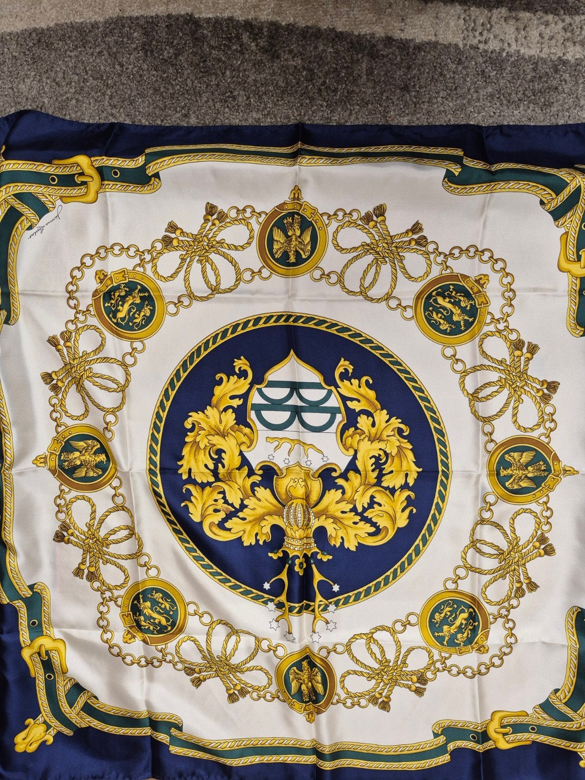 Vintage Jerome Leplat zijden sjaal – Heraldisch Wapen & Kett, Ophalen of Verzenden