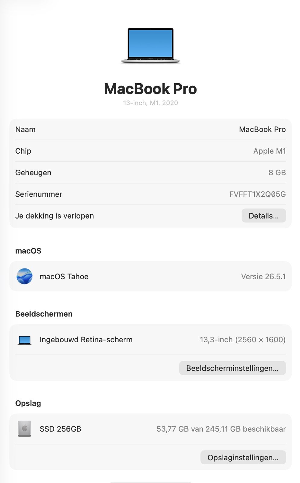 Foto 8 van  MacBook Pro 13” M1 256GB touchbar uitstekende staat