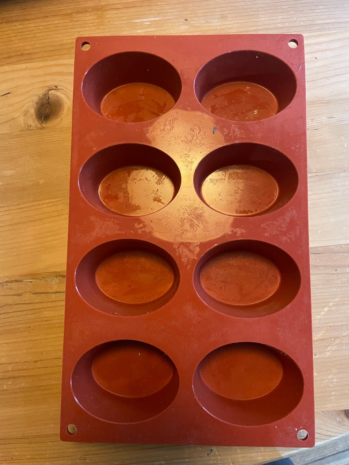 Siliconen bakvorm voor 8 ovale cakes/muffins, Ophalen of Verzenden, Rood, Rubber/elastomeren, Overige typen